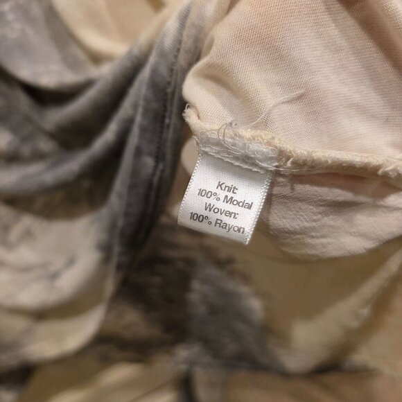 Blue Saks Fifth Avenue Flowy Gray Taupe White Loose Fit V-Neck Top Made In USA L - Picture 3 of 16